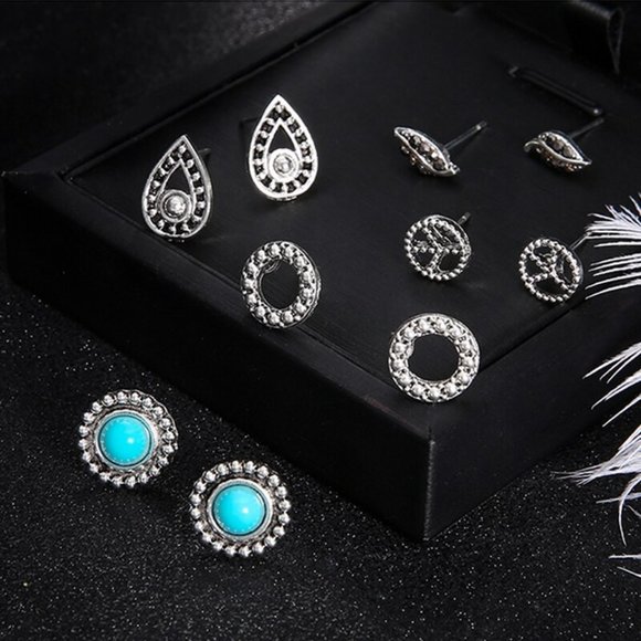 💎✨ Turquoise Silver Earring Set - Picture 2 of 4